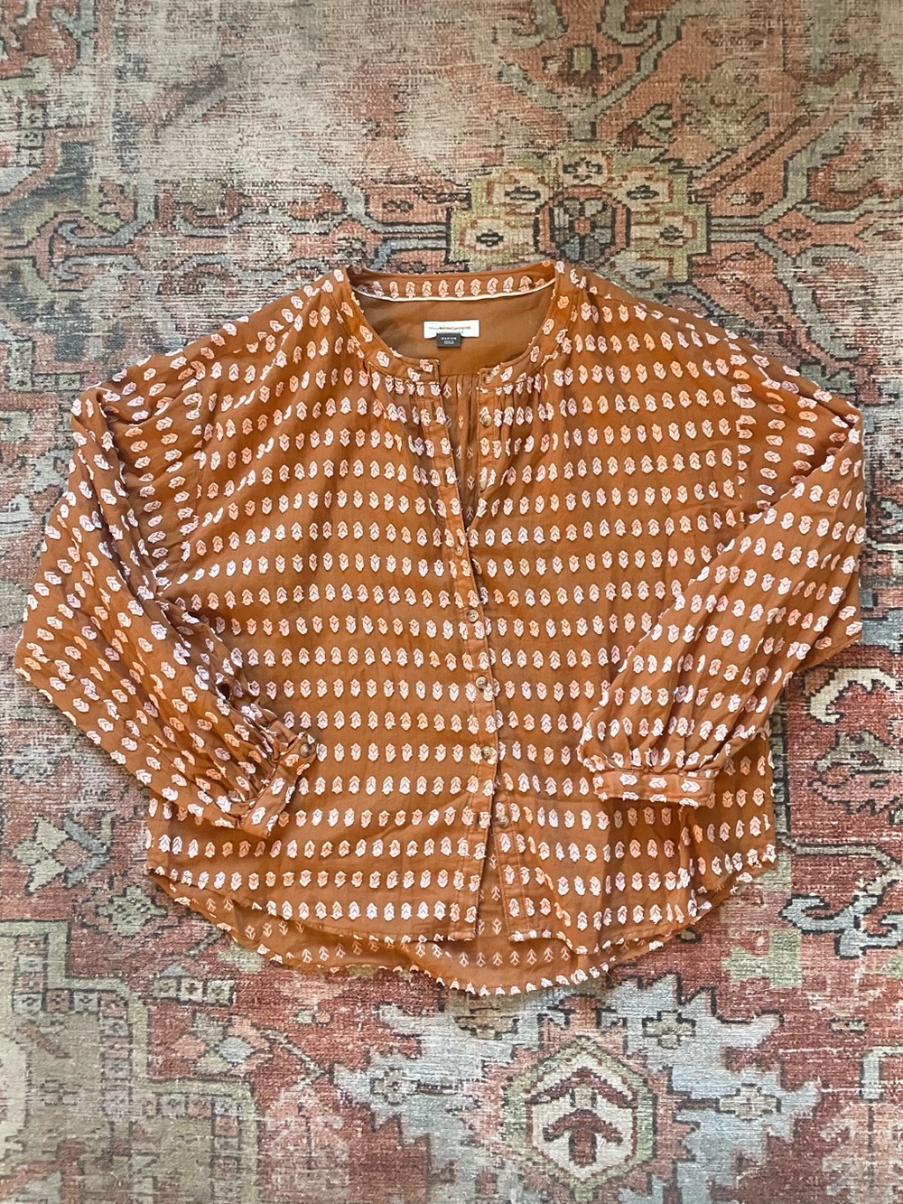 Pilcro Rust Printed Button-Front Blouse Jacket